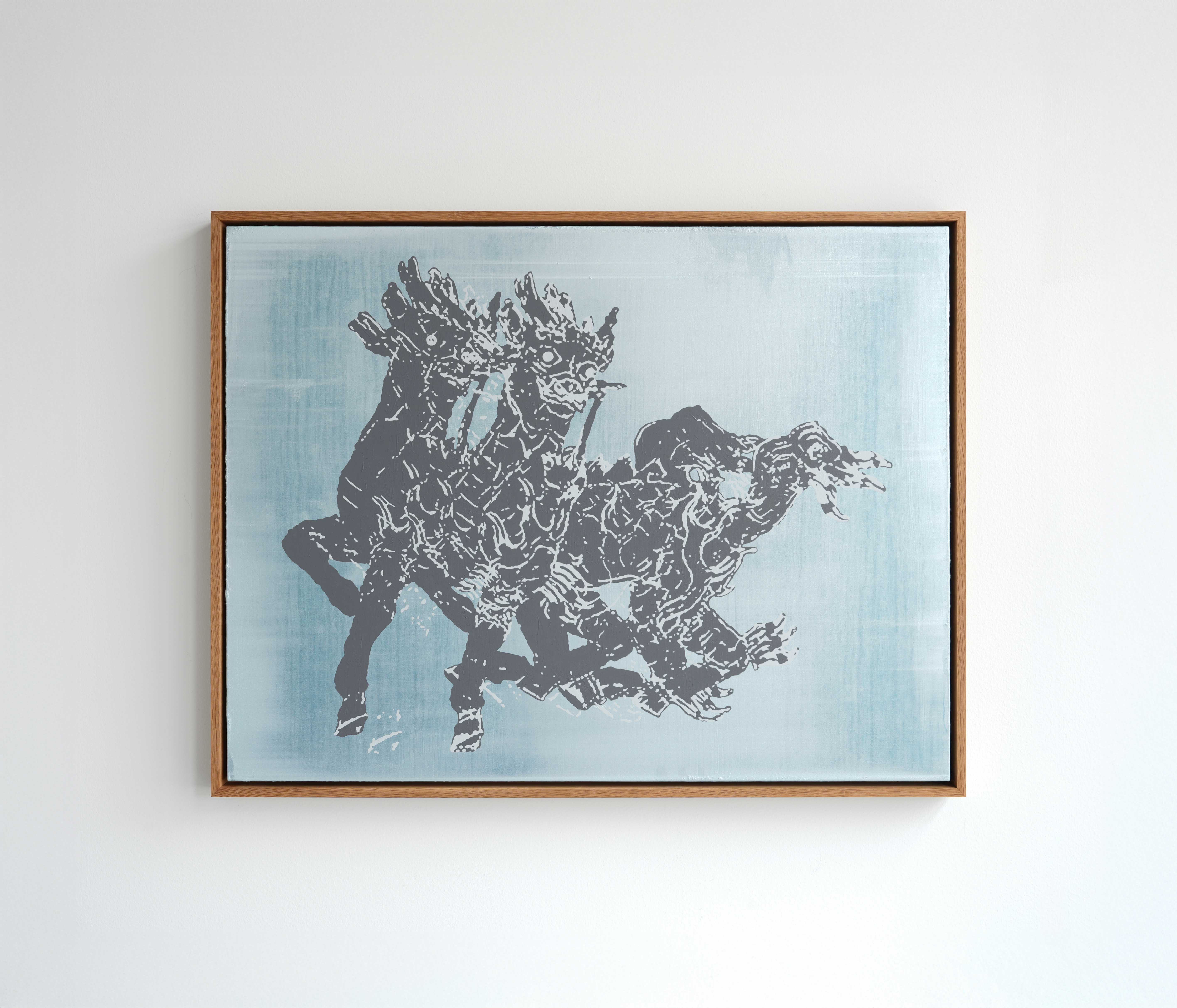 ランタンのオブジェ（麒麟）_Lantern-(Qilin)_2025,-effect-pigments-and-acrylic-on-canvas,-50x65.2cm_